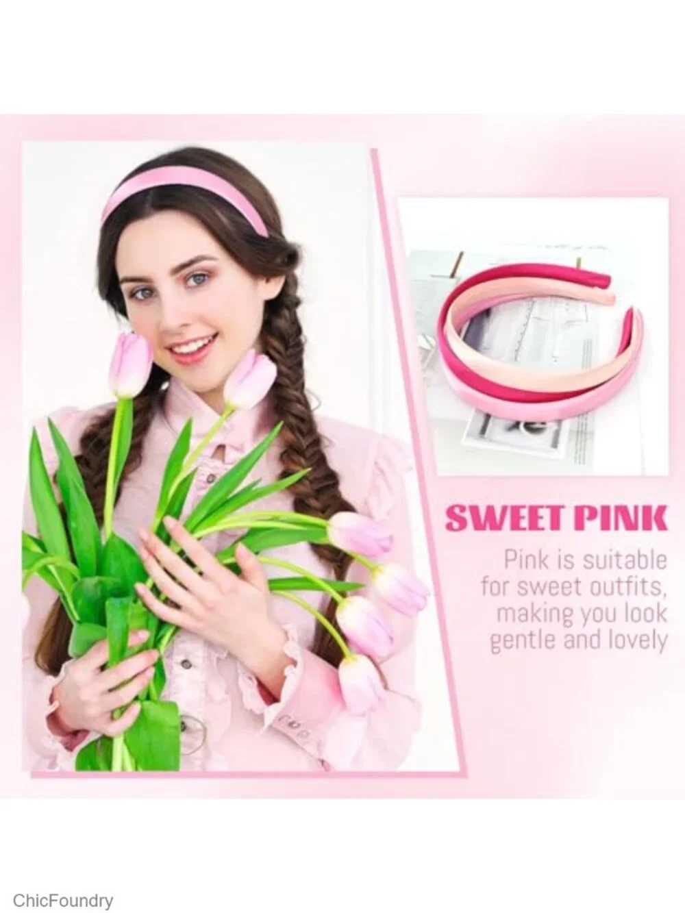 24 Pack Satin Wrapped Plastic Headbands DIY Craft Elastic Hair Accessories